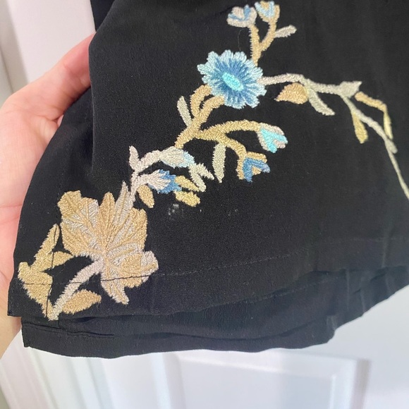 Talitha Kimono 3/4 Sleeve Silk Embroidered Floral Black Small Western Indian - Picture 14 of 15